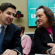 Sprint CEO Marcelo Claure, left, speaks with T-Mobile US CEO and President John Legere during the House Commerce subcommittee hearing on Capitol Hill in Washington.